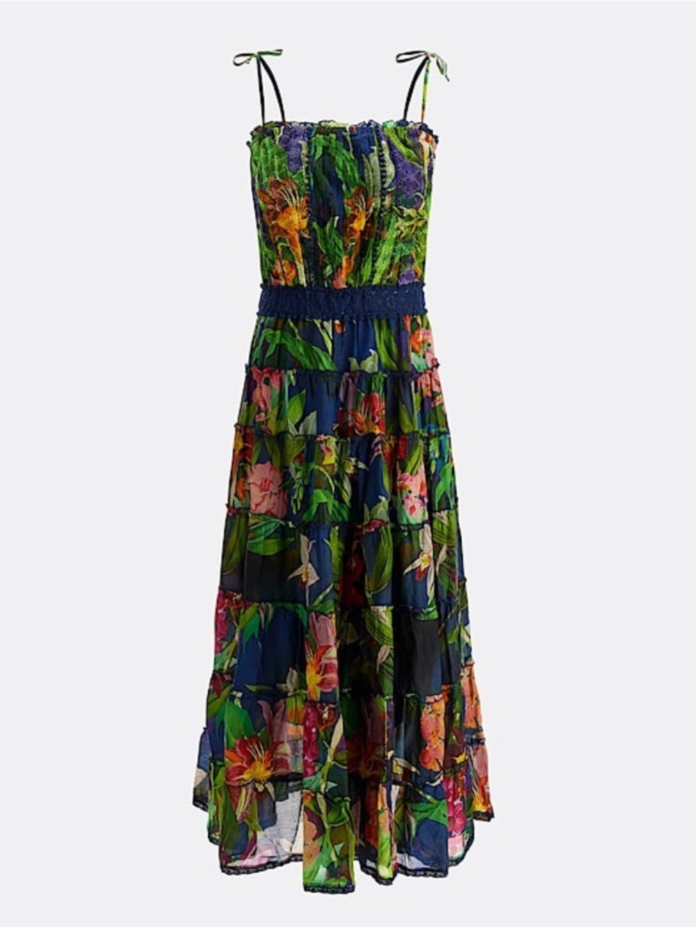Guess Kinsley Tiered Vibrant Floral Tie Straps Maxi Dress Sz XS - Picture 6 of 16